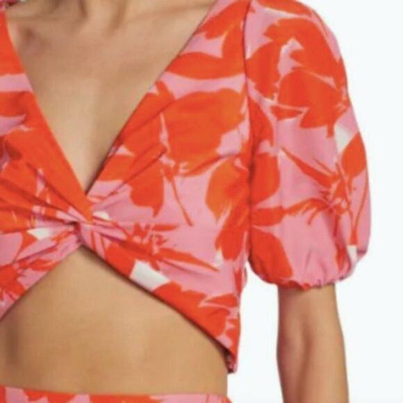 ML Monique Lhuillier Printed Taffeta Crop Top 10 - Picture 7 of 11